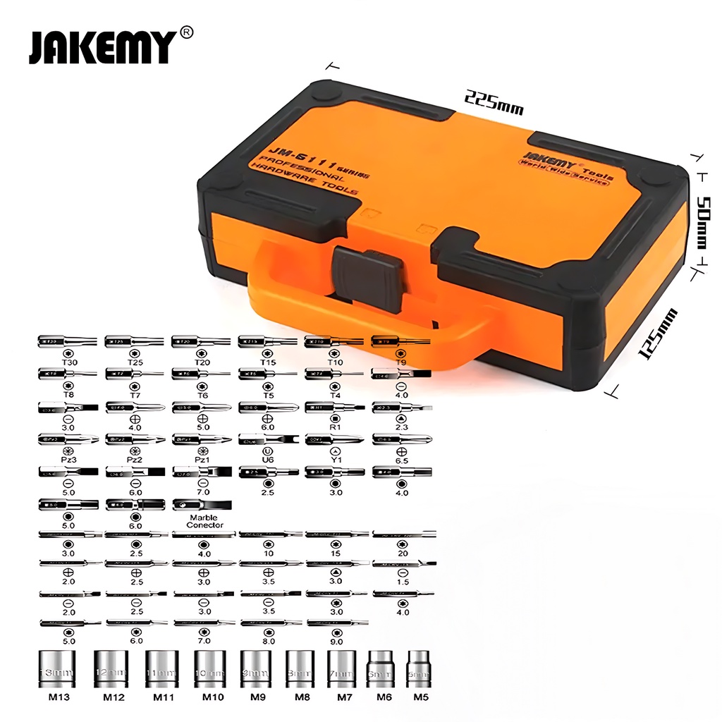 Jakemy 69in1 Obeng Set Hp Torx Triangle Phillips Kunci Sok Screwdriver Set Original JM-6111