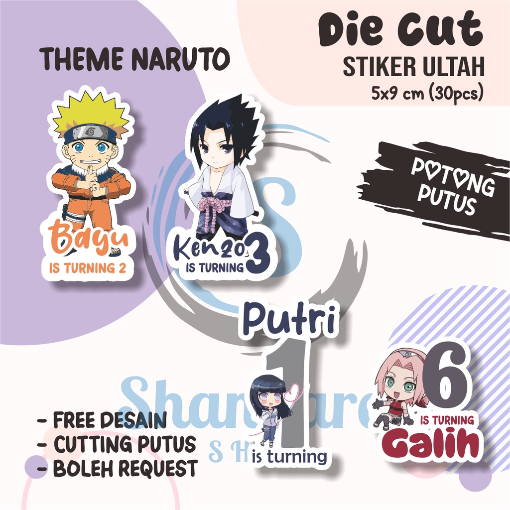 

( 30 PCS ) Stiker Ulang Tahun Anak THEME NARUTO / Stiker Ulang Tahun DIE CUT / Stiker Ulang Tahun Custom / Stiker Ultah Waterproff