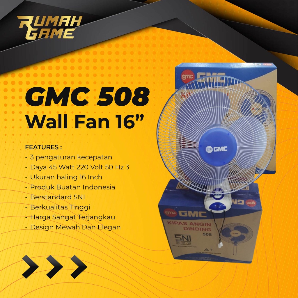 Kipas Angin Dinding 16 inch / GMC Kipas Angin Dinding 508