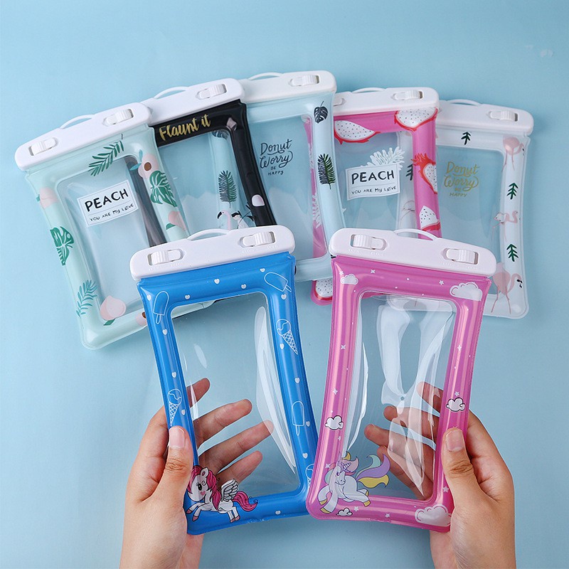 (BOW) Sarung Hp Bermotif Kartun Bumper Case/Kantong Handphone Anti Air Dengan Model Sealer Waterproof