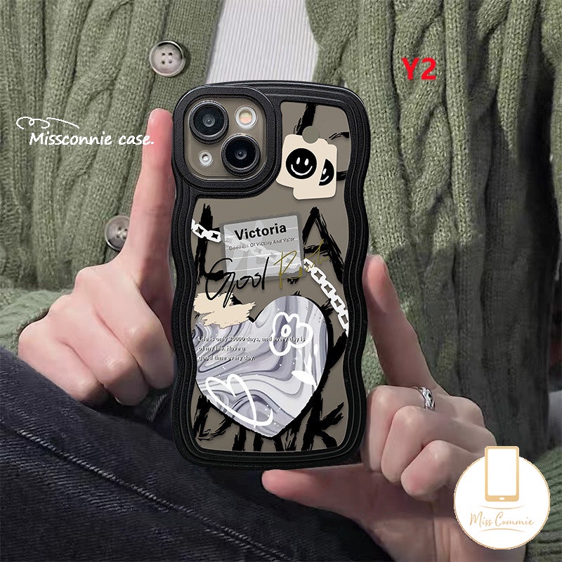 Fashion Comme des Garcons Case Realme C53 10 C55 C35 C12 C11 2021 C3 C15 C21Y 9i 5i C25 C25s C25Y C20 C20A C11 6i 5 5s C1 C2 Ins Graffiti Love Heart Flower Wavy Edge Soft Cover