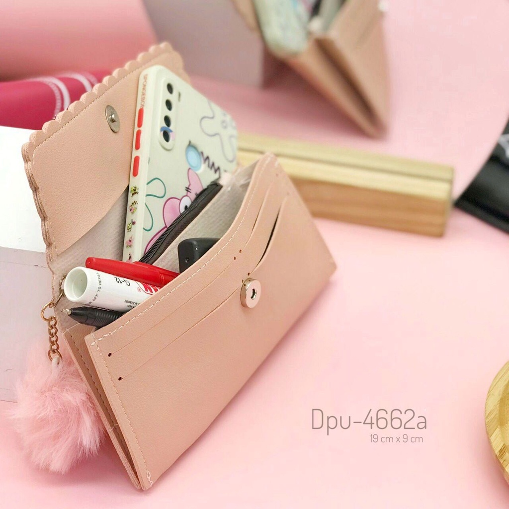 dompet panjang pom pom burung lentik dompet wanita POBU import wallet