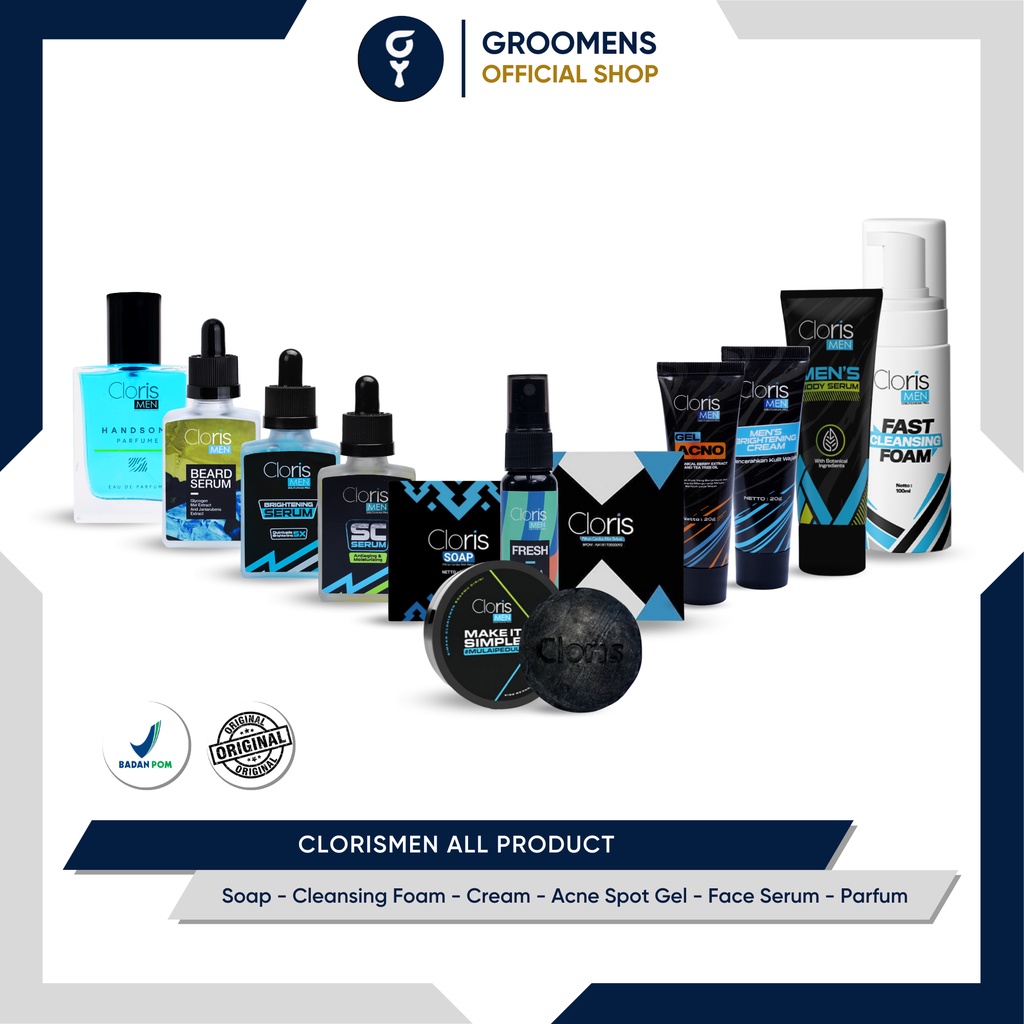 Clorismen ( Cloris men Paket Lengkap - Sabun Clorismen - Clorismen Soap - Clorismen Serum - Clorismen Parfum - Clorismen Acne Series )