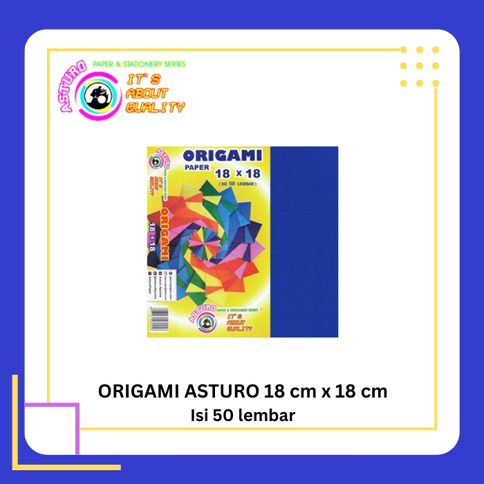 

ASTURO Origami Paper 18x18 Isi 50 Lembar - Kertas Warna - Lipat - Hias