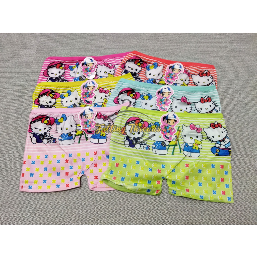 3 Pcs Daleman Celana Dalam Boxer Anak Perempuan Karet Kecil / CD Sempak Anak Cewek Happy Girl