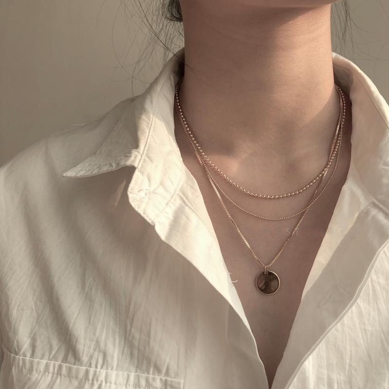 Kalung Shanon Liontin Bulat 3 Layer Necklace