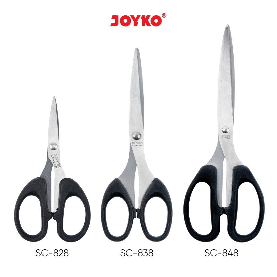 Gunting Tanggung Sc-848 JOYKO Pemotong Scissors Tajam Pemotong Scissors Kertas DIY Potong Bahan Stainless Steel Berkualitas Alat Peralatan Perlengkapan Rumah Tangga Potong Cut Kertas Karton Bufalo Kardus Box Paper Plastik Plastic Logam Grosir Prakarya