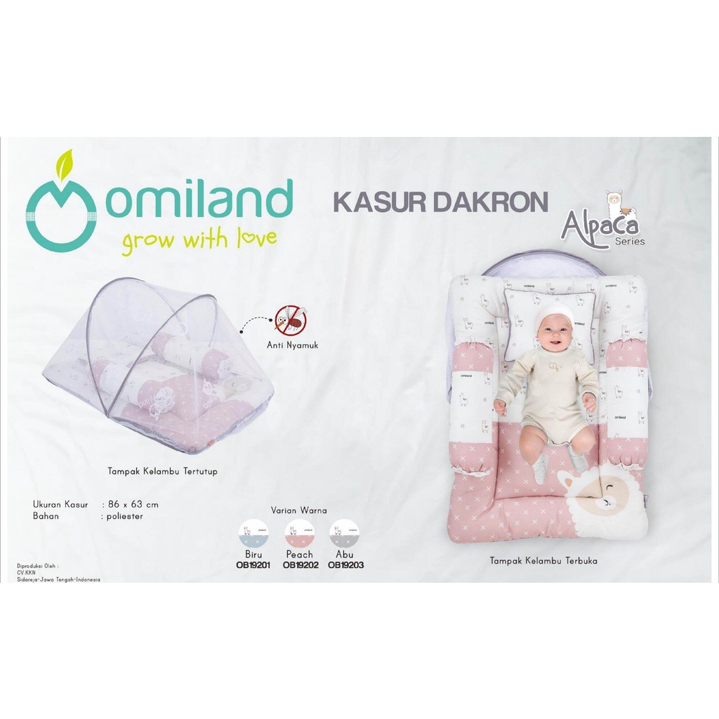 OMILAND Kasur Lipat Bayi Dakron Dacron + Kelambu / Omiland Baby Matras Bayi Set Bantal + Guling - Panda / Sloth / Alpaca / Rainbow Series