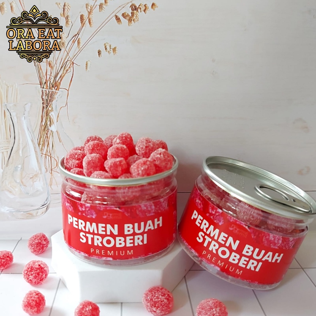 

Can Permen Buah Stroberi Strawberry Candy Kualitas Premium - Ora Eat Labora
