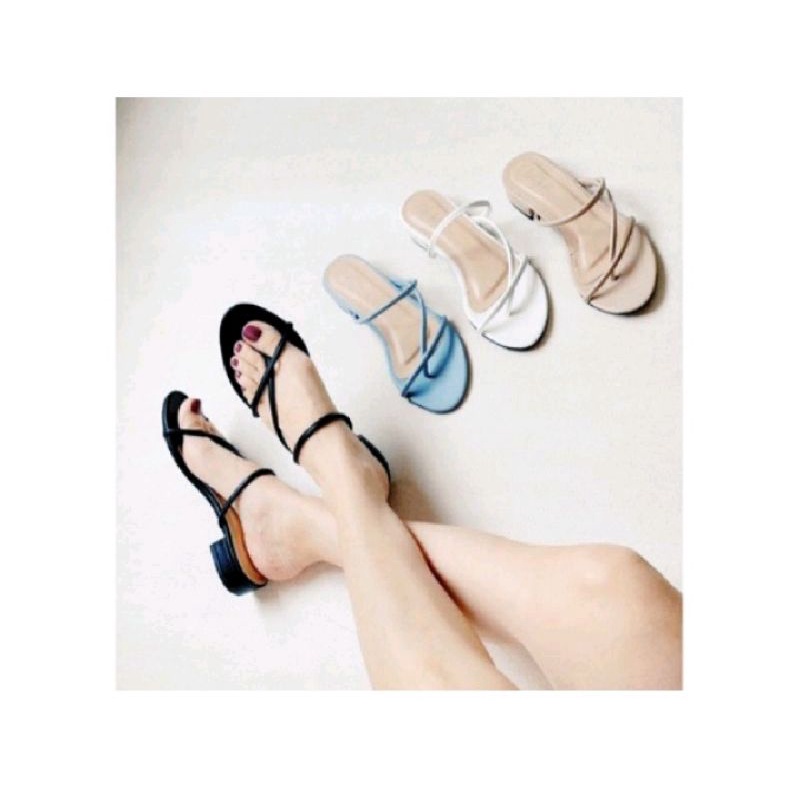 sandal heels jepit silang realpic hak 3cm