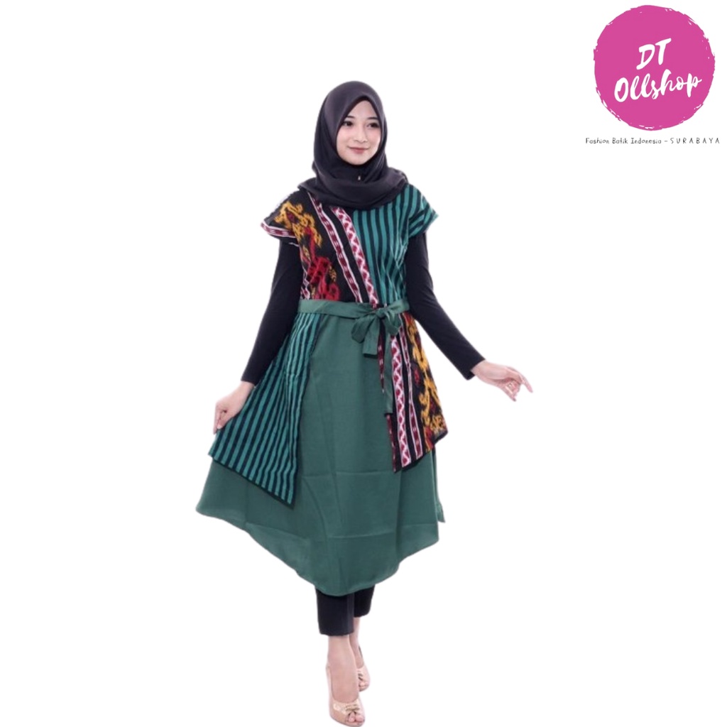 DT OLLSHOP - Dress Batik Wanita / Baju Brukat Seragam Kerja Cewek