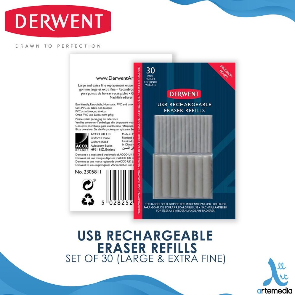 

Penghapus Refill Derwent 30 pcs USB Rechargeable Eraser Blister Pack
