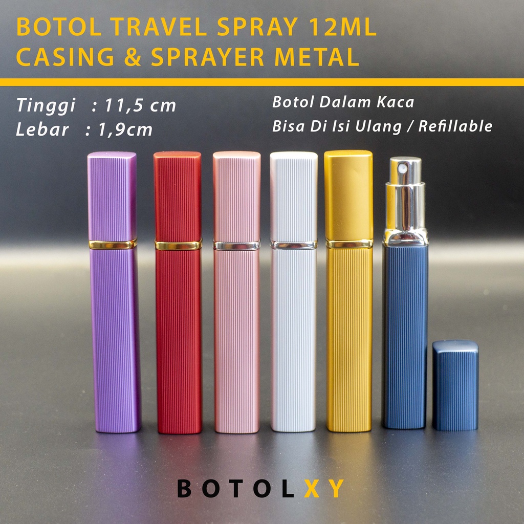 Travel Size Spray 12ml Botol Parfum Kaca Mini Casing Kotak Refillable