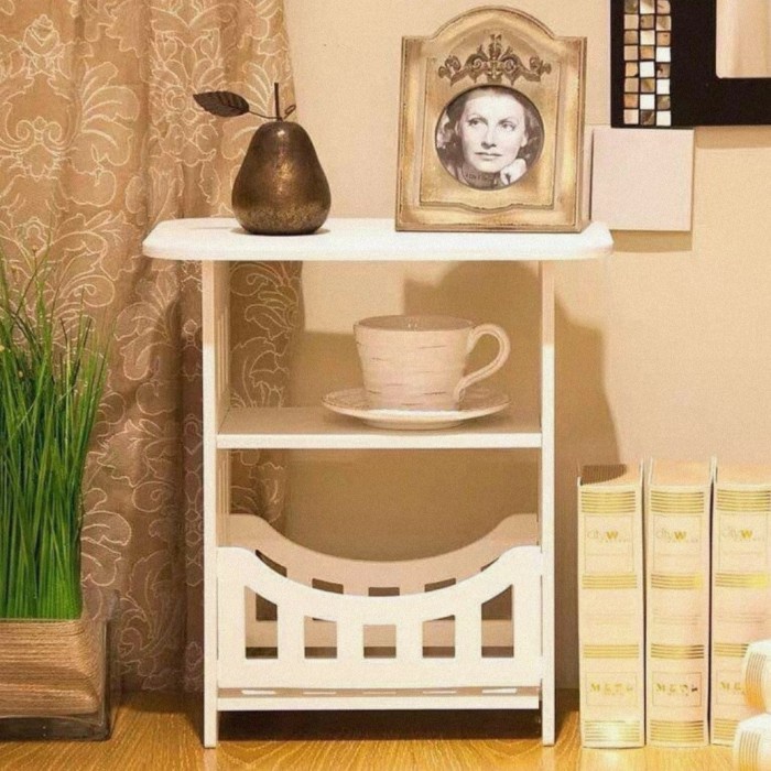 Meja Coffee Table Minimalis Meja Sudut Tamu Kotak Putih