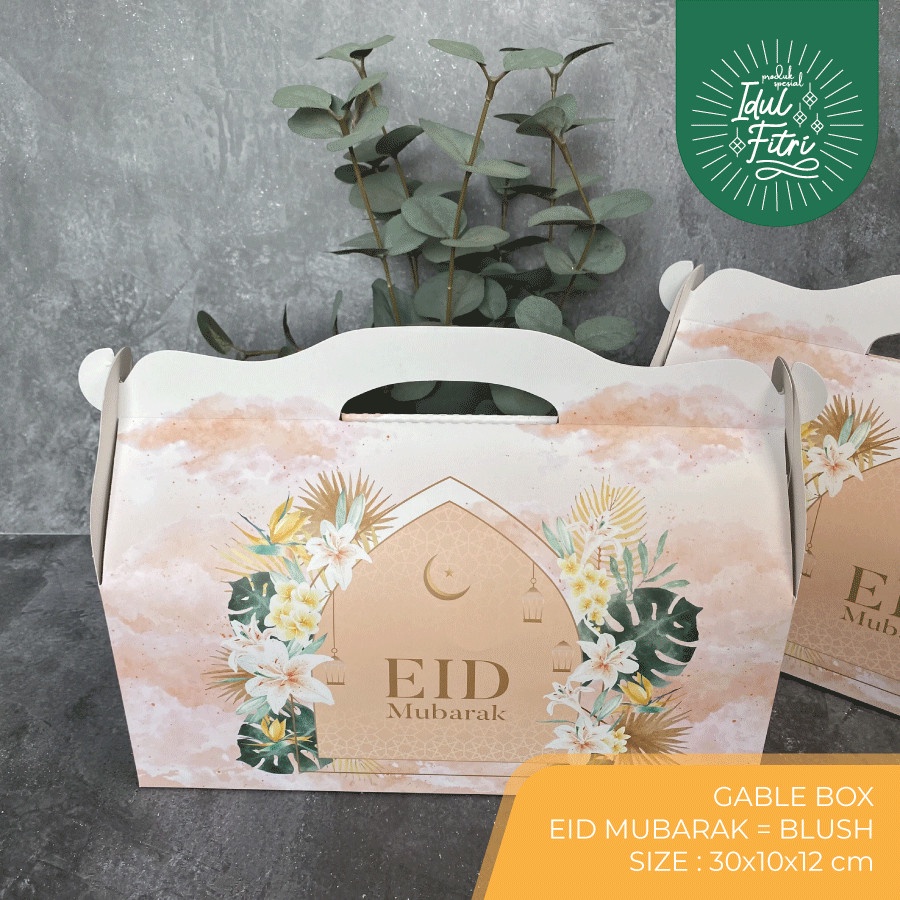 

[HARGA 10PCS] Gable Box : 30x10x12 cm / EID MUBARAK – BLUSH / hampers lebaran