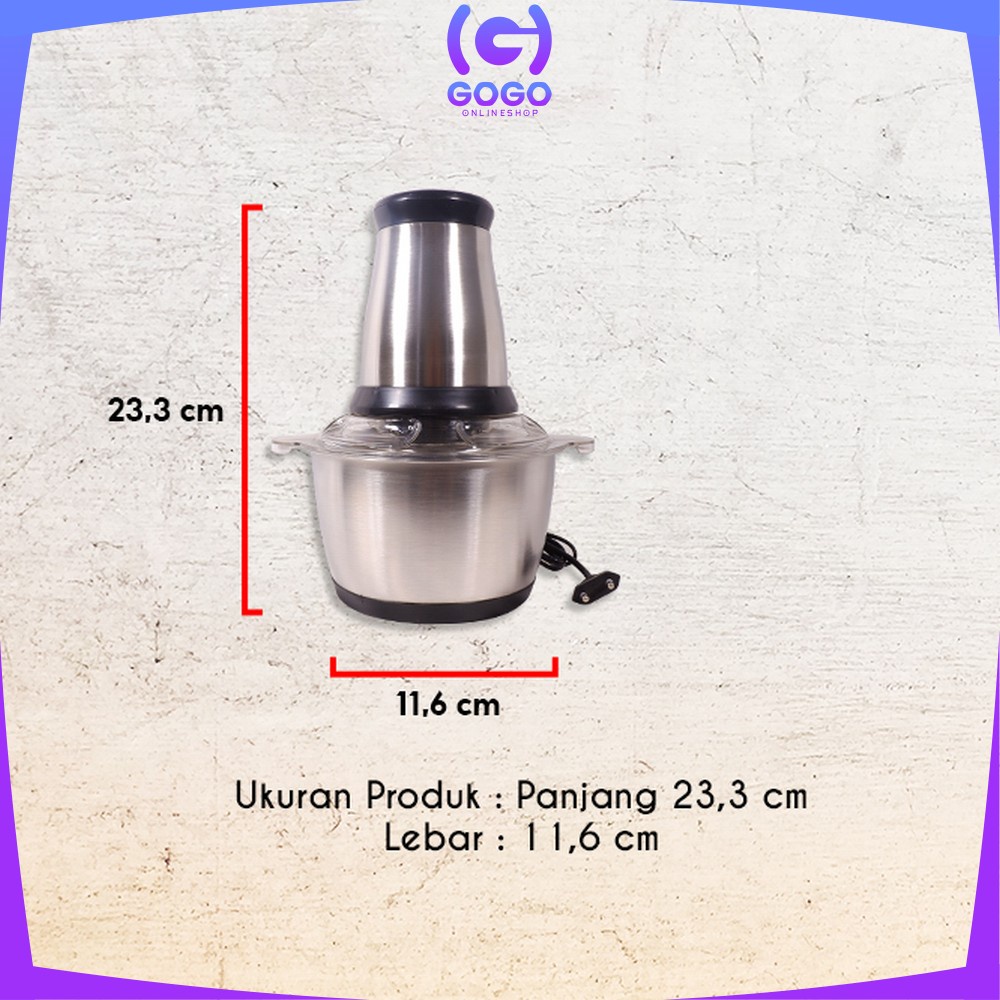 GOGO-C499 Penggiling Daging Serbaguna Chopper Daging 2L / Blender Elektrik Stainless Steel Multifungsi / Blender Portable Chopper Meat Grinder