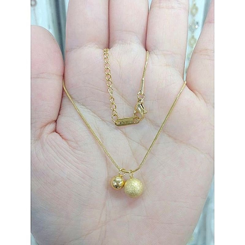 Kalung Titanium Rantai Belut Set Liontin Boba Bola Perhiasan Wanita Dewasa Terbaru 203a4