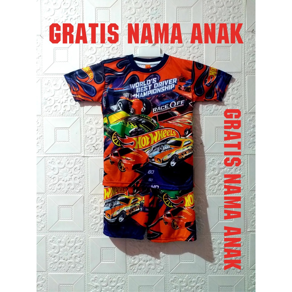 SETELAN HOTWHEELS | SETELAN ANAK PAKAI NAMA | BAJU HOTWHEELS ANAK | BAJU HOT WHEELS ANAK LAKI LAKI |