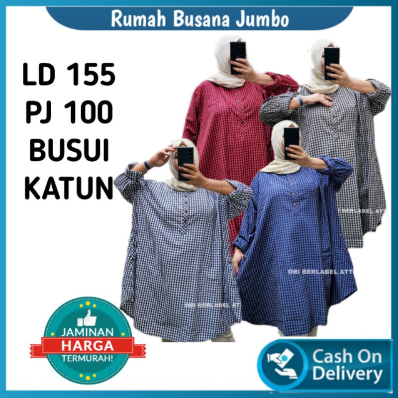 ATASAN TUNIK WANITA SUPER DUPER JUMBO BIG SIZE MATT COTTON YANDED PREMIUM LD 160 ORI ATTA | KUSUMA
