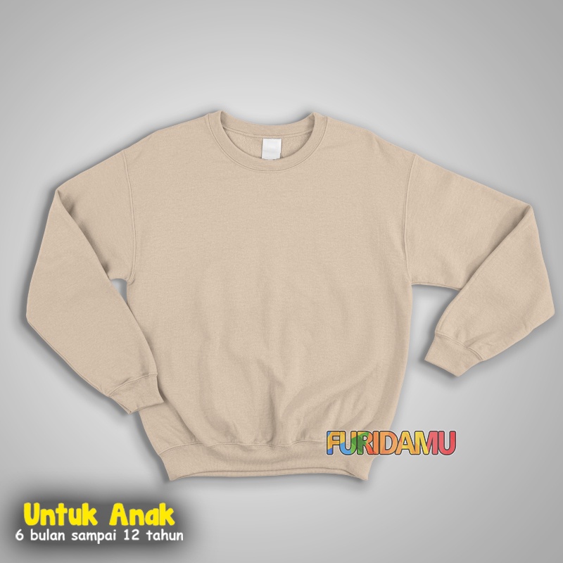 FURIDAMU - Sweater Crewneck Polos COKSU Anak Laki Perempuan Usia 6 Bulan - 12 Tahun / Switer Crewnec