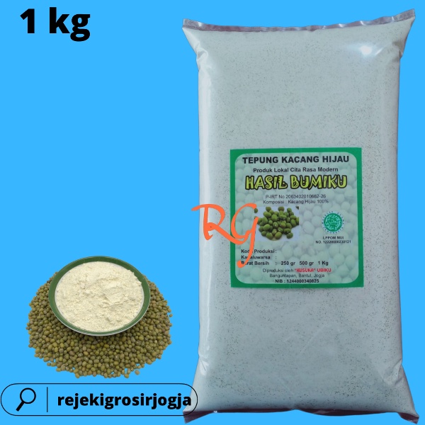 Tepung Kacang Hijau Organik kemasan 1 KG/Tepung MPASI Kacang Hijau Organik/Tepung Kacang Hijau Glute
