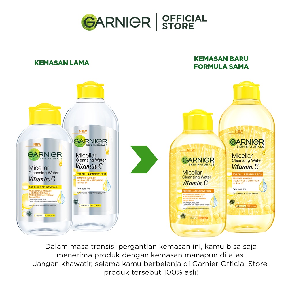 GARNIER MICELLAR WATER BLUE (NEW) / PINK / KUNING VIT C - SKINCARE PEMBERSIH WAJAH &amp; MAKEUP KULIT BERMINYAK,125ML