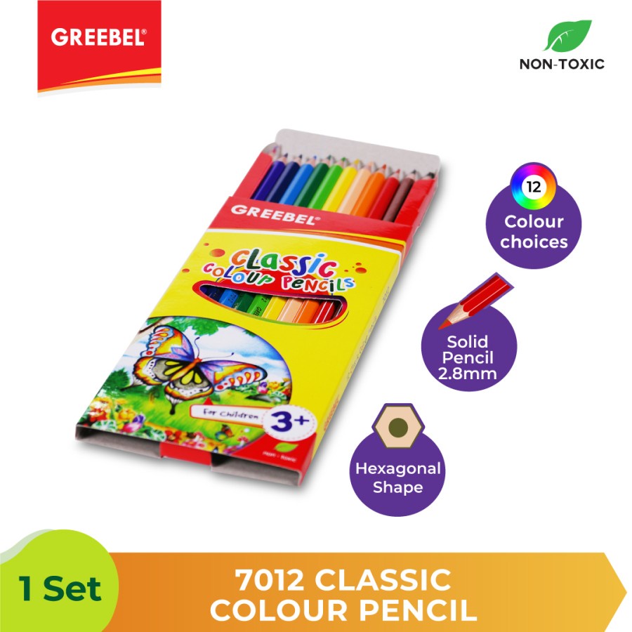 GREEBEL / Pensil Warna Greebel 7012 Classic Colour Pencil 12 Warna