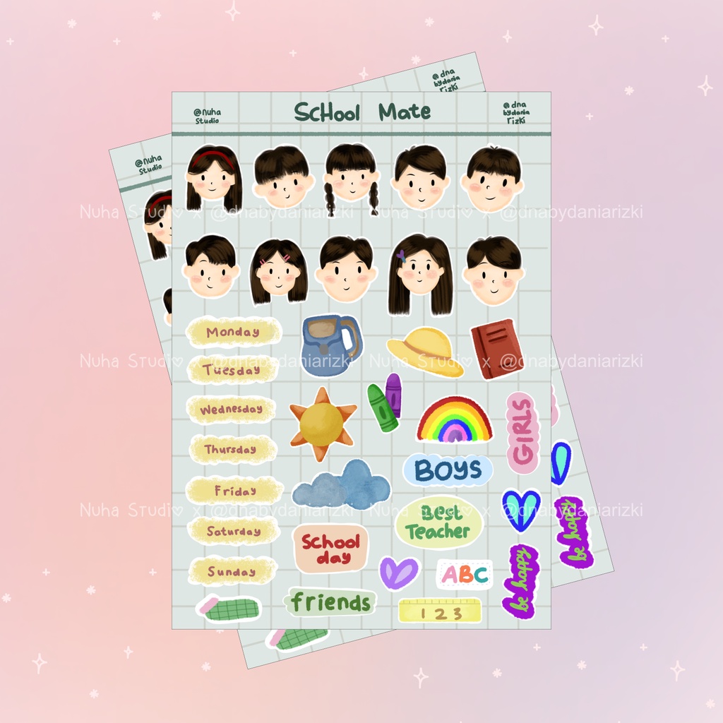 

Sticker by dnabydaniarizki | School Mate Sekolah Teman Hari Tas Cowok Cewek Guru Buku Topi Pelangi | Aesthetic Sticker Estetik Stiker HP Laptop Botol Cute Waterproof Scrapbook Diary Journal Bujo Anti Air