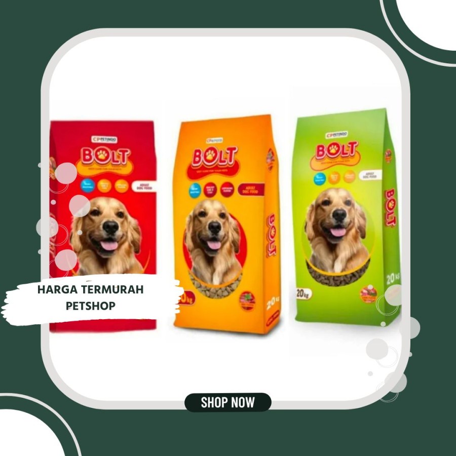 GROSIR BOLT DOG LAMB 20 KG - BOLT DOG BULAT 20 KG - BOLT DOG SEGITIGA BEEF 20KG - DOG FOOD