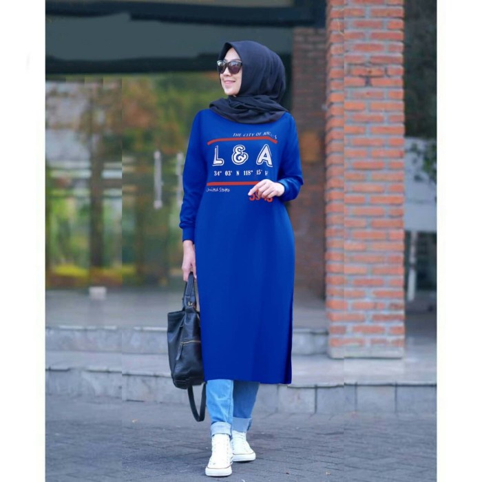 Atasan Wanita [Tunix L&A electrik RO] babytery biru electrik L4W5 Modern Baju Viral 2023 Wanita Tuni