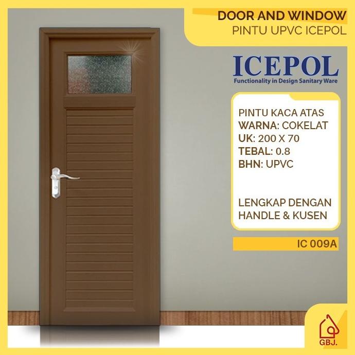 [Dijual] Pintu Upvc Coklat Kaca Atas Icepol 200 X 70 Kamar Mandi + Emeraldmartt