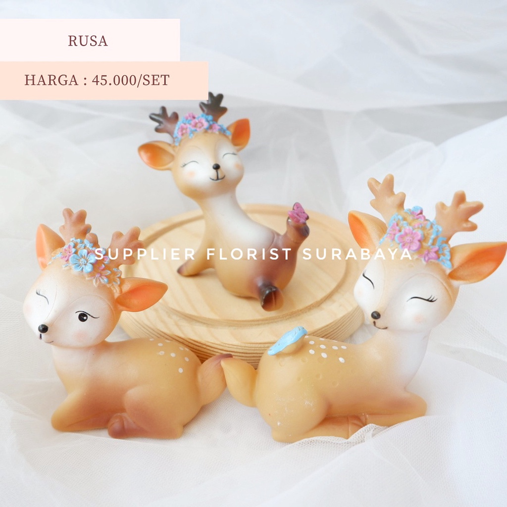 [1 SET ISI 3] MINIATUR KUE TART RUSA BAMBI BAHAN KARET ELASTIS HIASAN KUE TART CAKE BIRTHDAY CAKE ULANG TAHUN DEKORASI ULTAH CUPCAKE BAKING DEKORASI DECORATION FILM DISNEY KARTUN ANAK PAJANGAN HIASAN HADIAH KADO ANAK