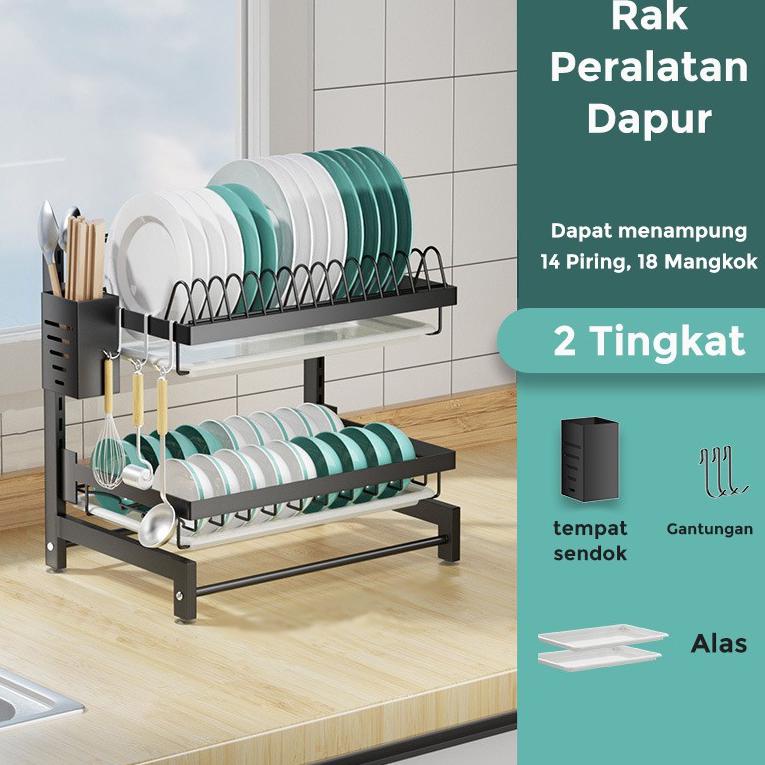 SPECIAL PRICE Greenland Rak Piring Rak Dapur Gantung 3 Tingkat Rak Besi Anti Karat Rak penyimpanan M