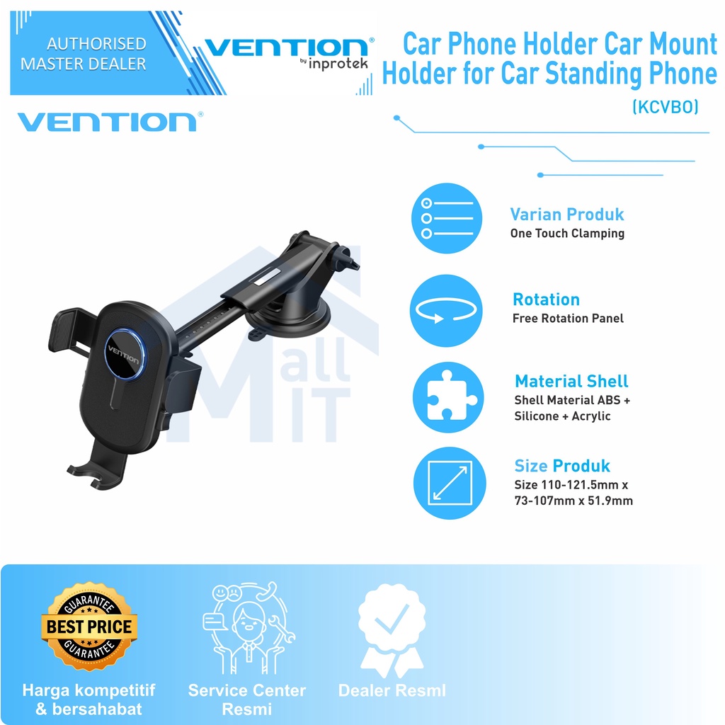 (Bisa Cod) Vention Car Phone Holder Car Mount Holder for Car Standing Phone KCV