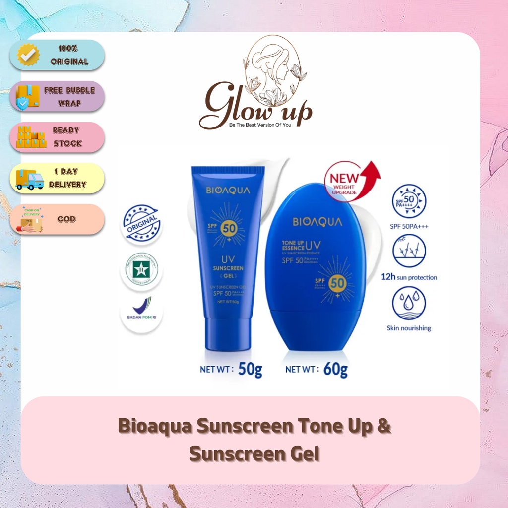 ✨GLOWUP✨BIOAQUA Sunscreen SPF 50 PA ++++ Sunscreen Gel Sunblock Wajah 12H Sun Protection 0% Alkohol,