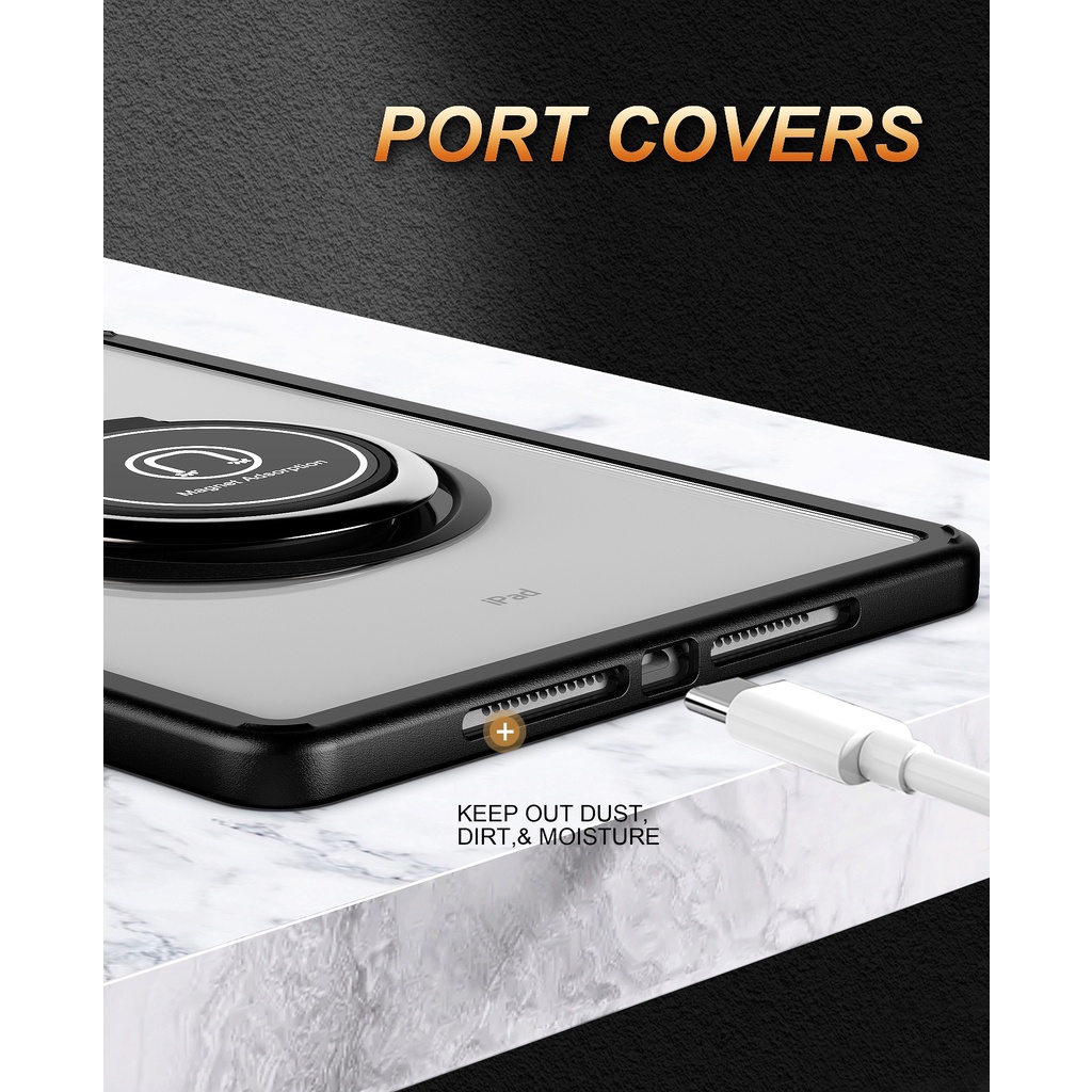 Untuk iPad 10.2 2021 2020 2019 9th 8th 7th Gen Pro 10.5 6 5 9.7 2017 2018 Air3 2 1 Fashion Tablet Case360° Rotating Stand Full Body Protection 2in1 Rangka Lepas Pasang Penutup Bening