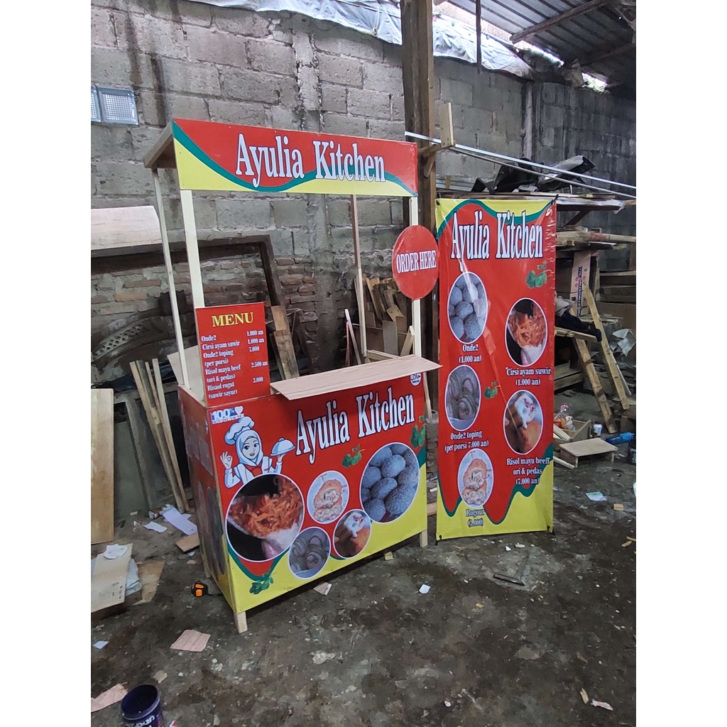 X banner gerobak lipat