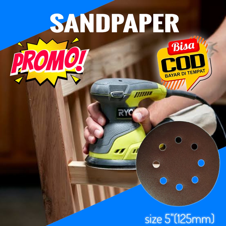 KERTAS AMPLAS BULAT VELCRO 5 INCH MATA ORBITAL SANDER GRID