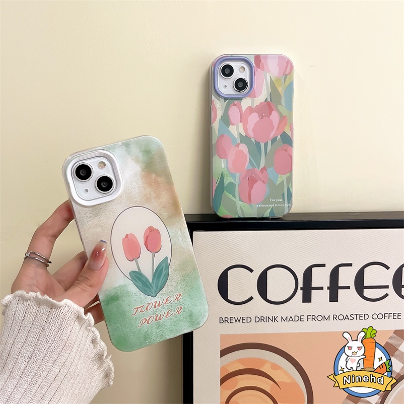 3 In 1 Soft Case Pelindung Lensa Bahan Silikon TPU Motif Bunga Pink Untuk iPhone 13 12 11 Pro Xs Max XR X 6 6s 7 8 Plus Ins Pink Flower Lens Protection Soft Silicone Anti-fall TPU Back Protection Phone Case