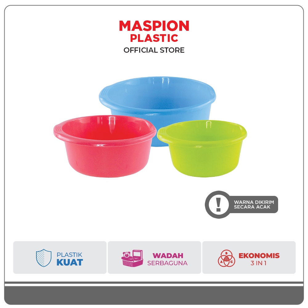 Maspion Baskom Wadah Plastik Chef Bowl Set 5 Qt
