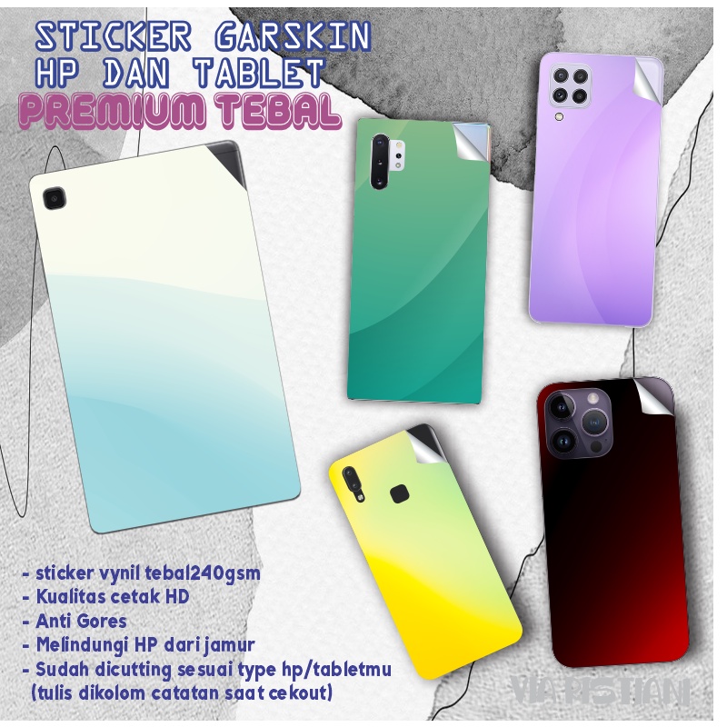 Garskin Skin HP Stiker Anti Jamur Iphone  Vivo Oppo Realme Redmi Samsung Huawei  Samsung  Stiker Pelindung All Type Handphone Tablet Minimalis Hitam Elegant