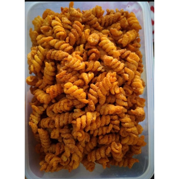 

Makaroni Spiral Pedas / Makroni Ulir Pedas Dan Asin Kemasan Ekonomis 450gr