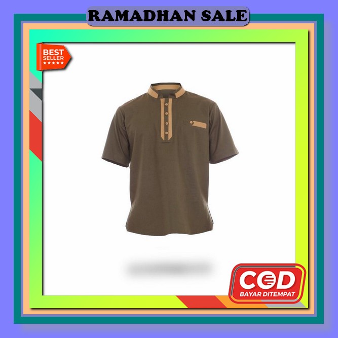 Baju Koko Pria Dewasa Muslim Kombinasi Batik Lengan Pendek Modern Terbaru 2023 Murah Baju Koko Ammar