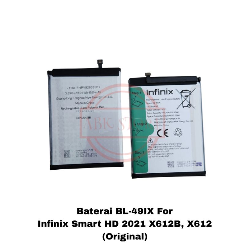 BATERAI BATTERY INFINIX SMART HD 2021 X612 - X612B BL-49IX ORIGINAL BATRE