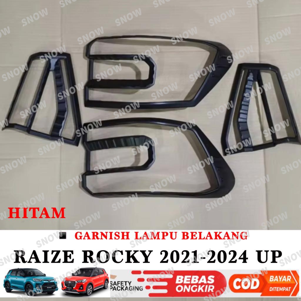 Garnish Lampu Belakang Mobil Raize Rocky 2021 2023 2024 Up Hitam Chrome