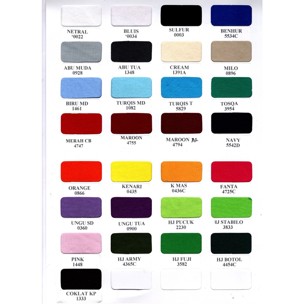 KATALOG WARNA KAIN KATUN