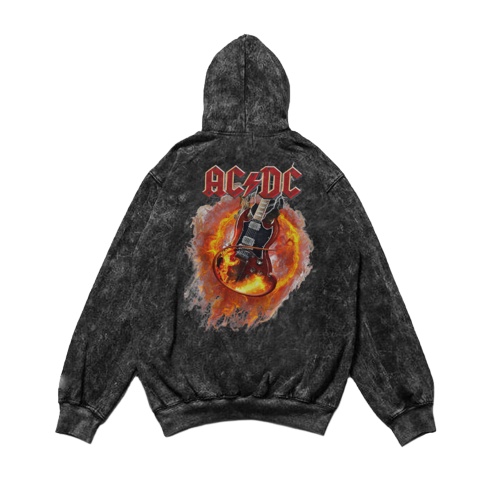 Jaket Sweater Hoodie Sandwash Motif Acdc Flame Premium Washing Hoodie Quality