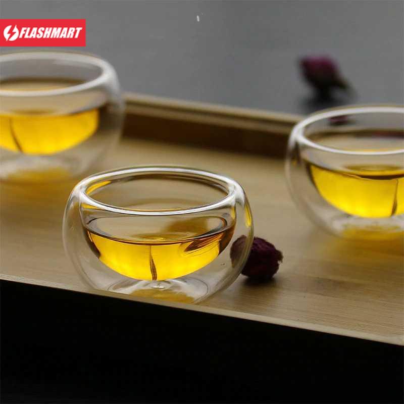 Flashmart Gelas Kopi Shot Double Wall Glass Borosilicate 50ml 6 PCS