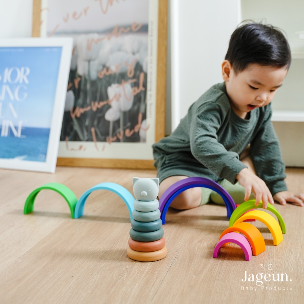 JAGEUN Premium Silicone Baby Rainbow Teether | Gigitan Bayi Pelangi