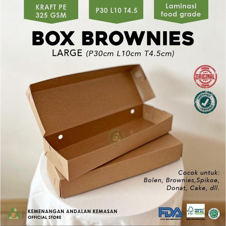

Box Brownies // Dus Brownies 30x10x4.5 // Kemasan Brownies Laminasi Food Grade (WAJIB MEMBELI EXTRA PACKING)